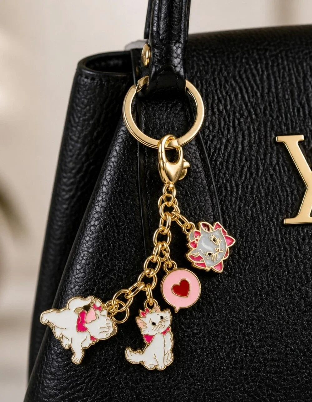 Marie Cat Keychain Disney Aristocats Enamel Bag Charm Key Ring Parisian Chic